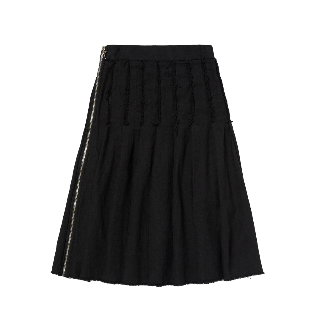 TC LINEN CUTOUT PLEATED SKIRT