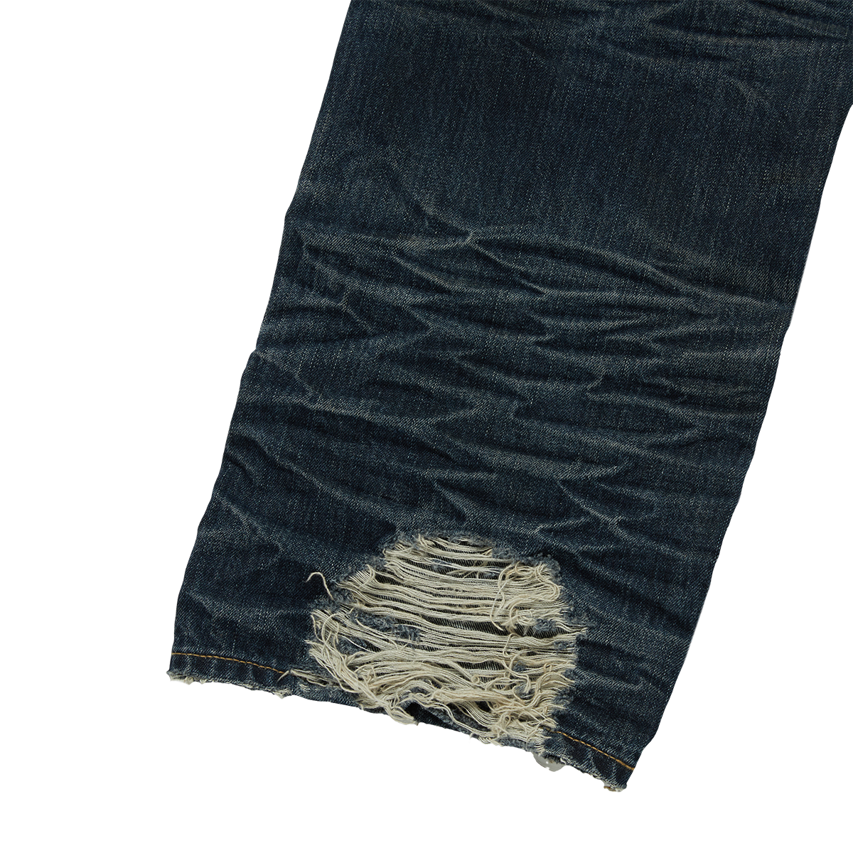 SKULL STITCH RIPPED DENIM PANTS