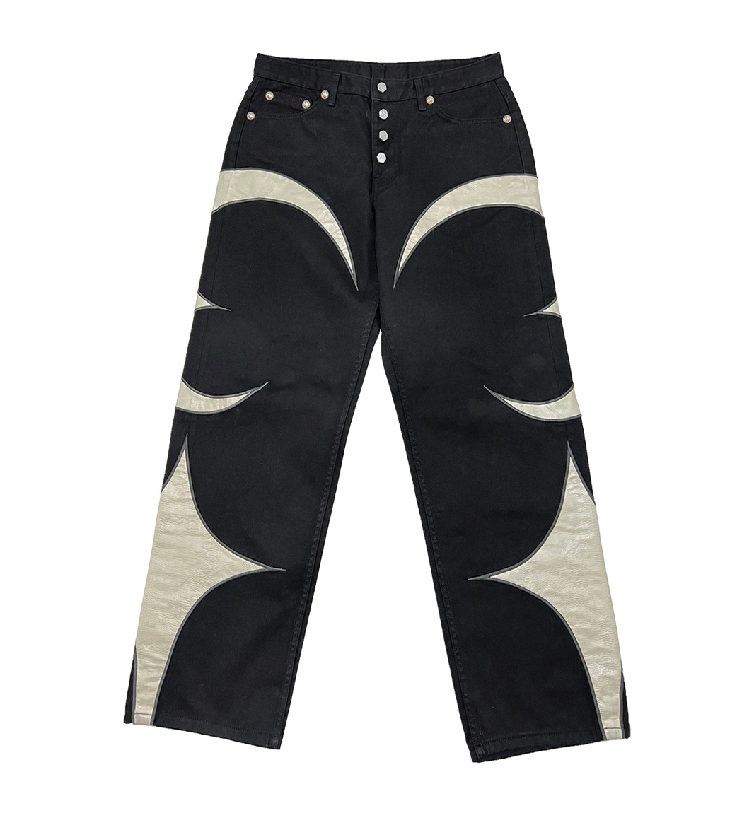 TC Leather Washing Denim Pants