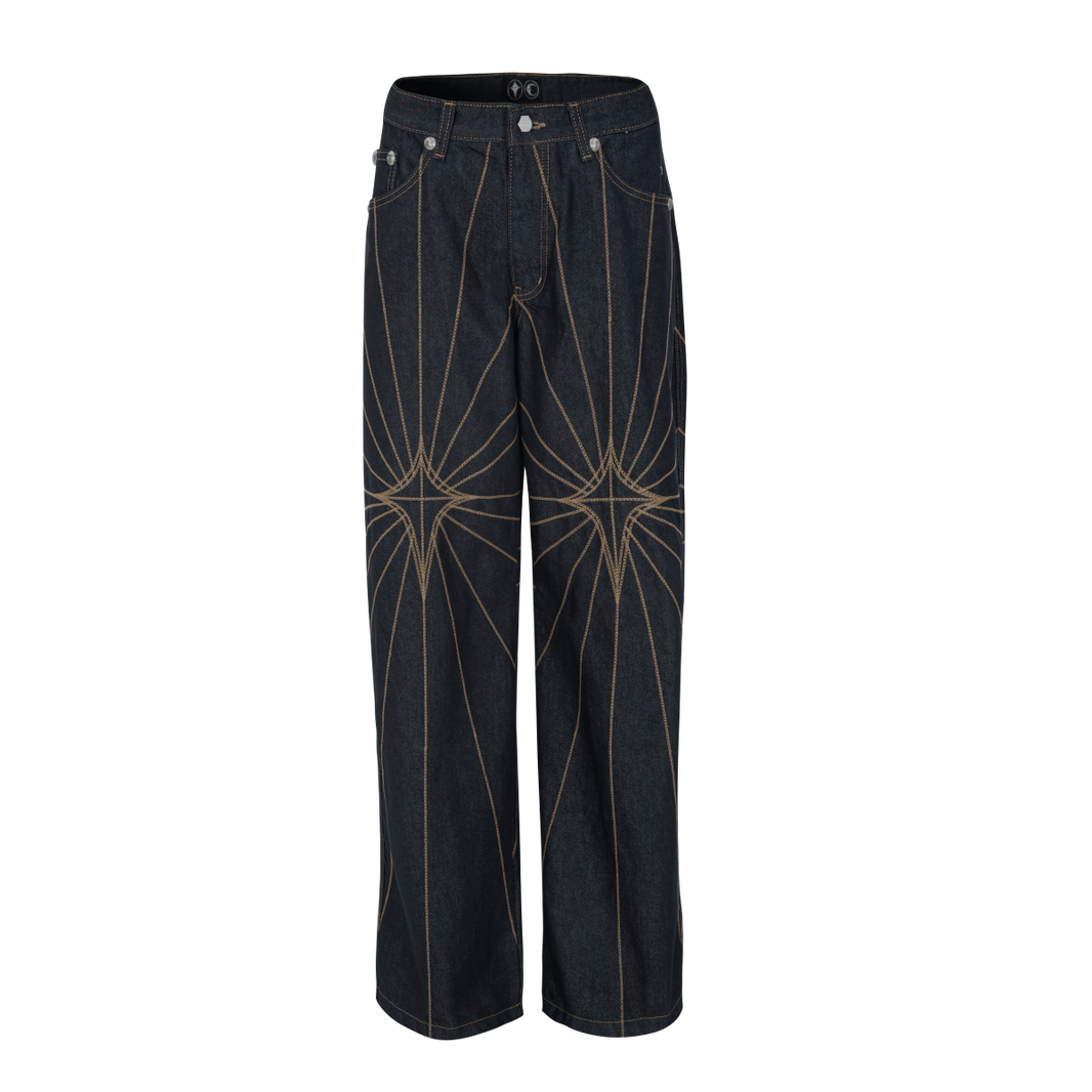 Chain Stitch Denim Pants