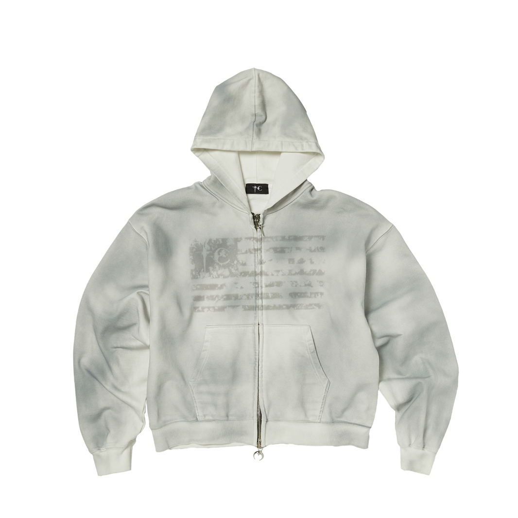 DIRTY WASHED OLD GLORY ZIP-UP HOODIE