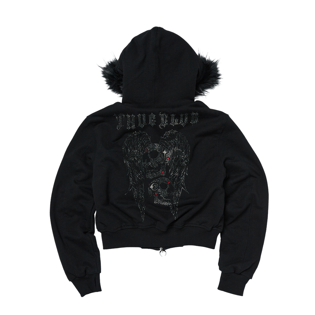 TC Angels Crystal Embellished Hooded Zip-Up