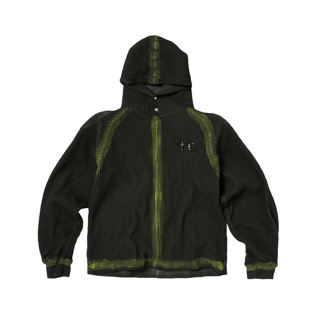 BULK SHOULDER PAINTED LINE WAFFLE HOODIE