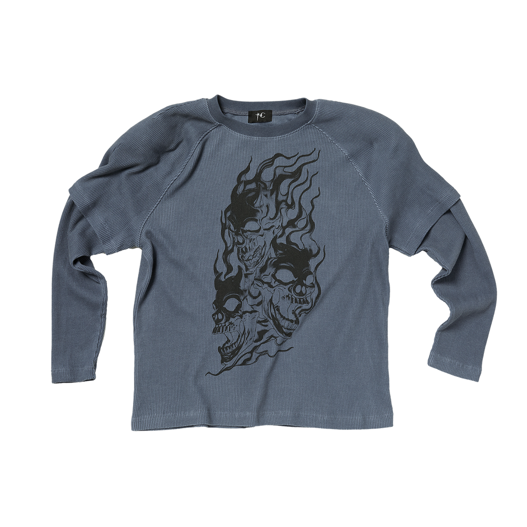 BULK SHOULDER THREE RIDING SKULL LAYERED T-SHIRT