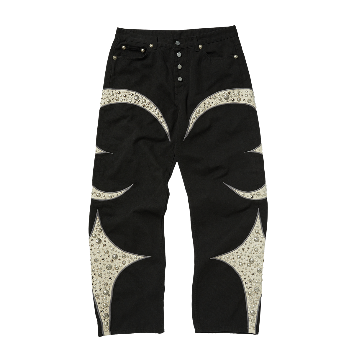 IRON STEEL FOCUS LEATHER DENIM PANTS