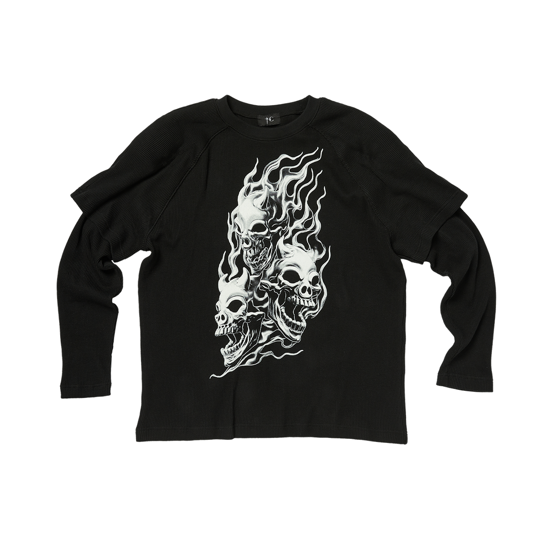 BULK SHOULDER THREE RIDING SKULL LAYERED T-SHIRT