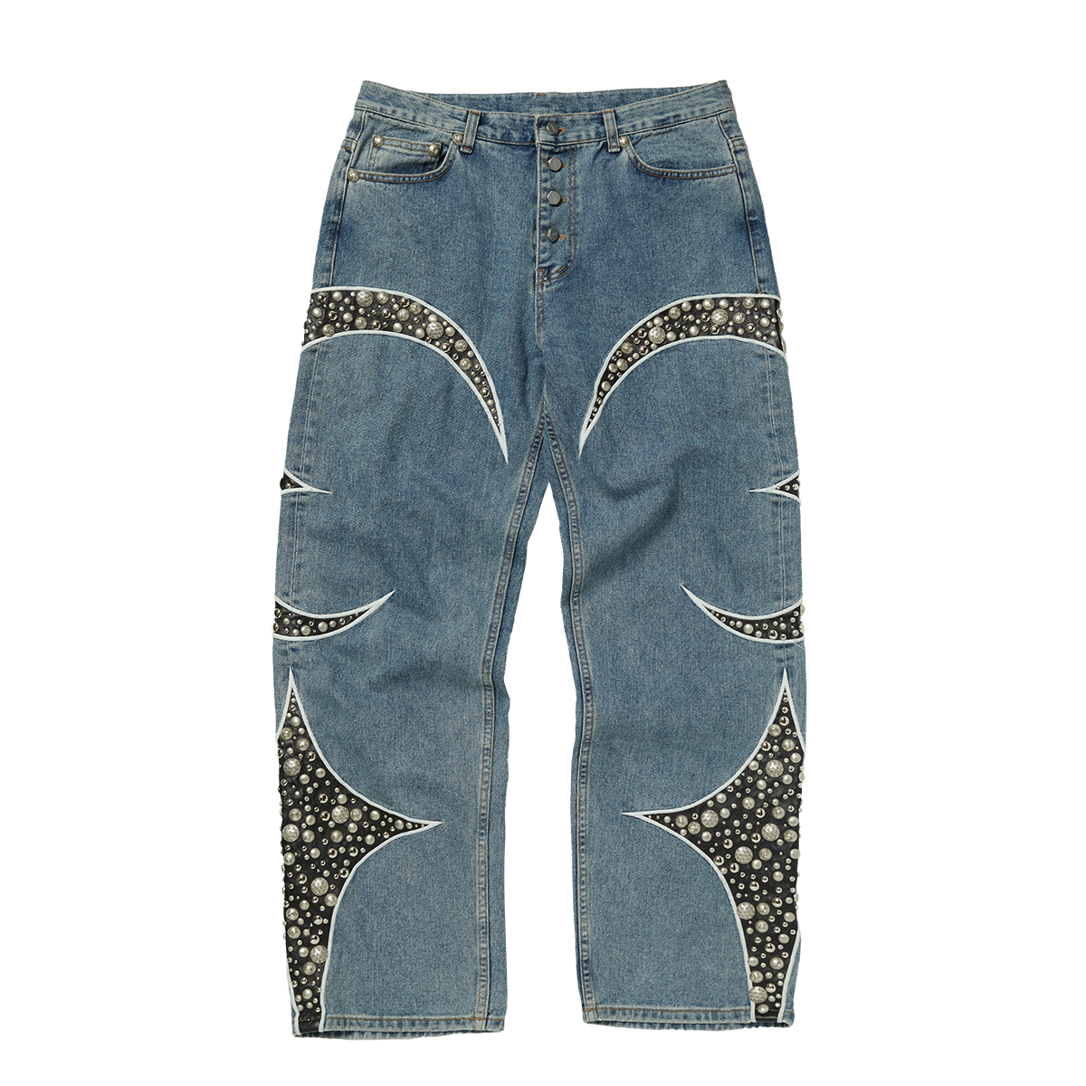 IRON STEEL FOCUS LEATHER DENIM PANTS