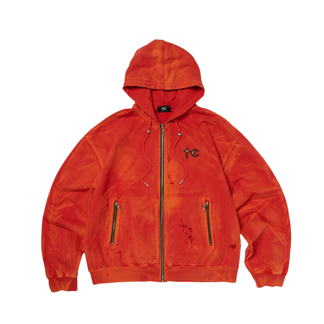 TC TWO TONE WASHED ZIP-UP HOODIE