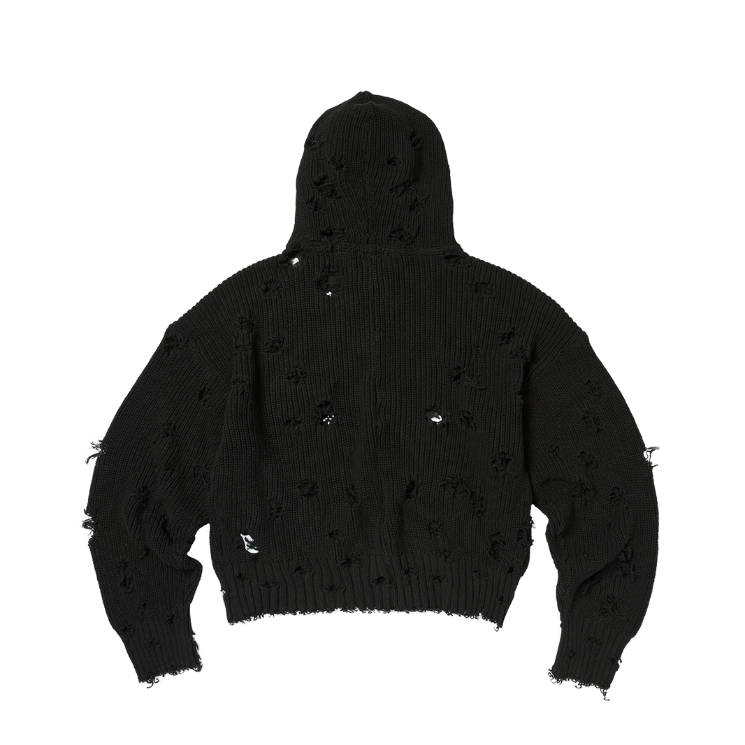 TC DESTROYED KNIT ZIP-UP HOODIE