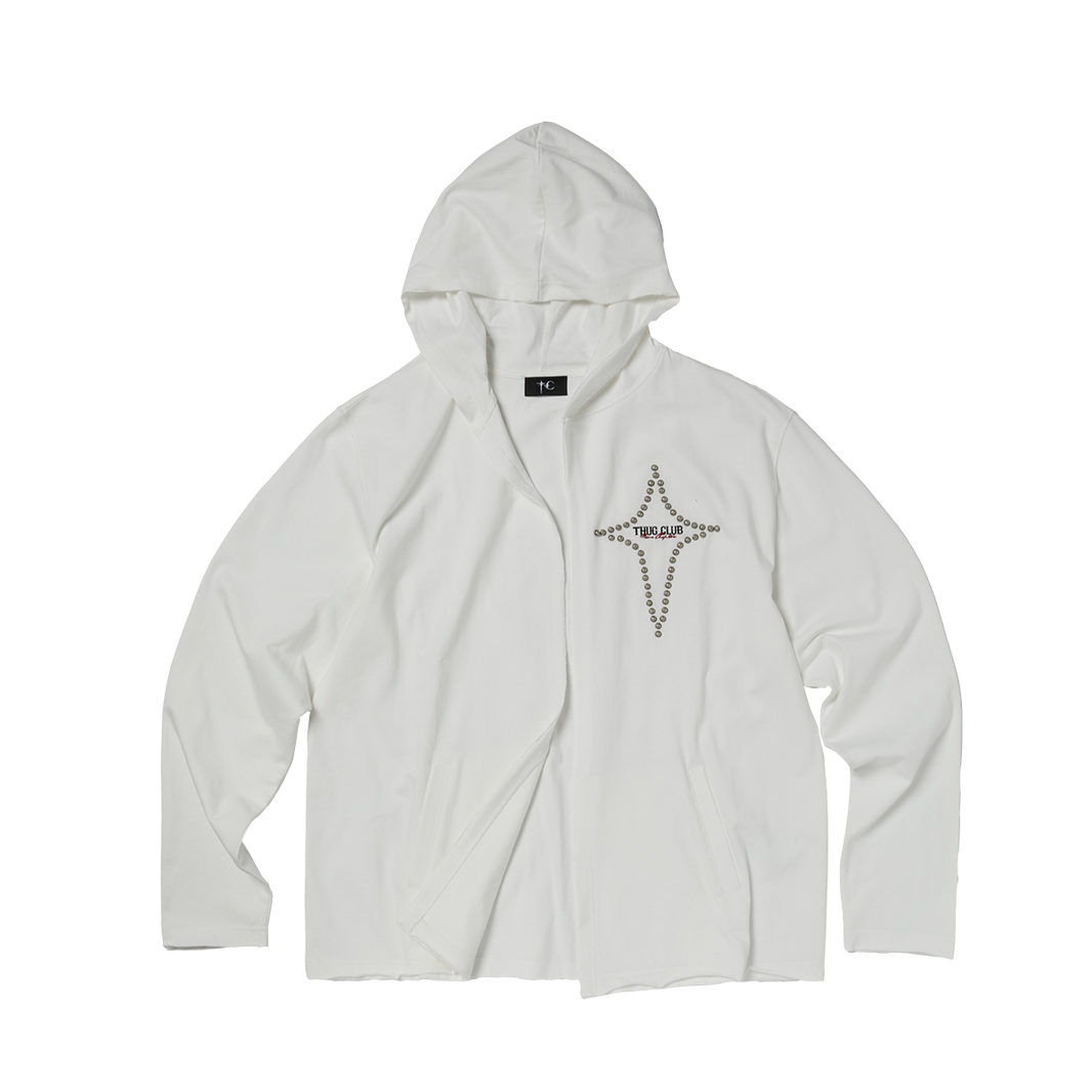 T-STUDDED CUTOUT HOODIE