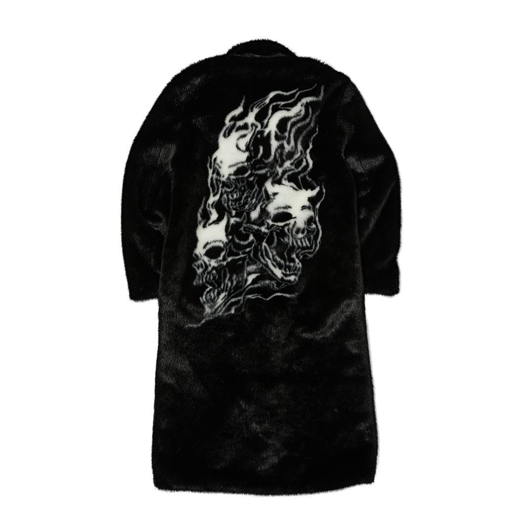 THREE RIDING SKULL FUR COAT