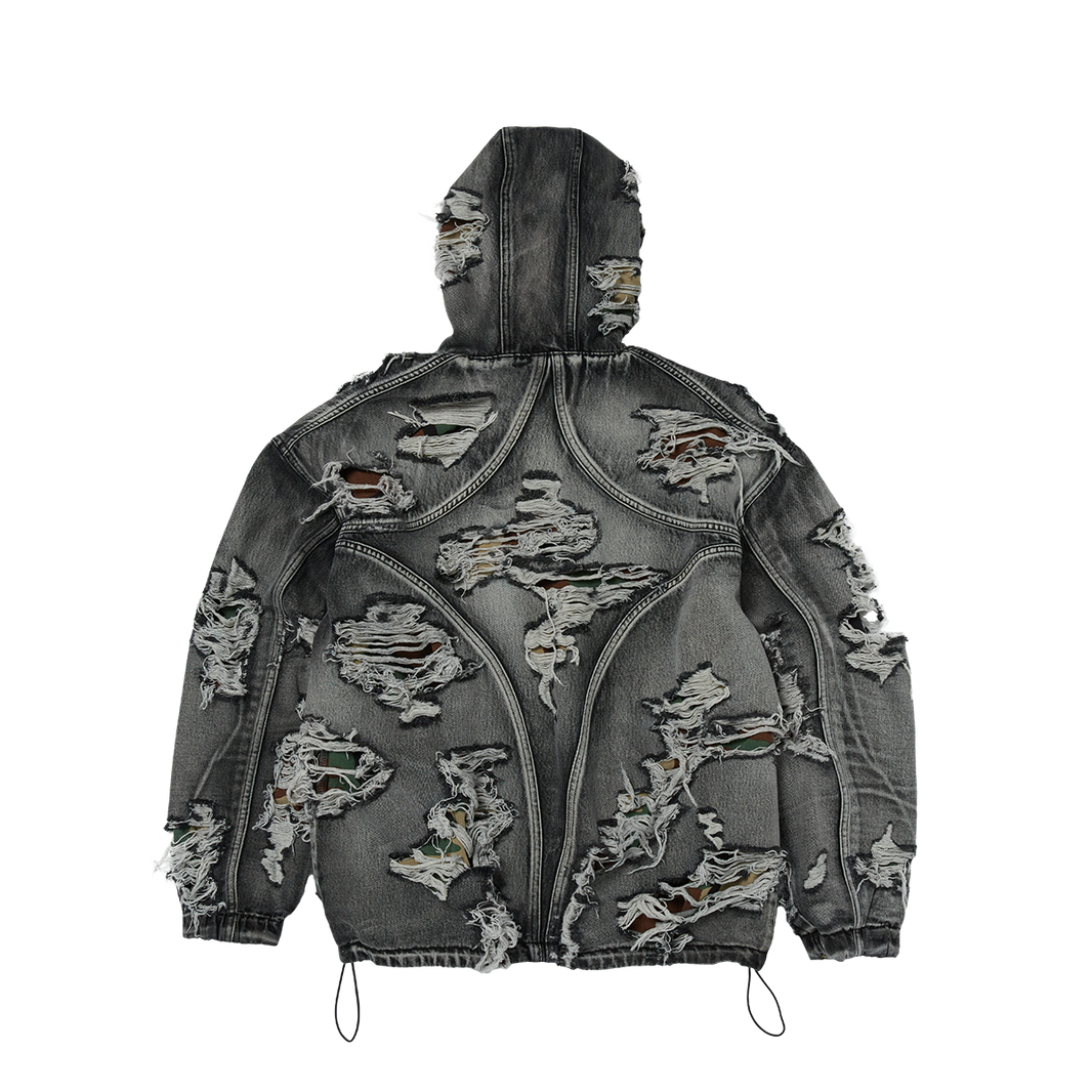 Hell Denim Camo Hooded Zip-Up