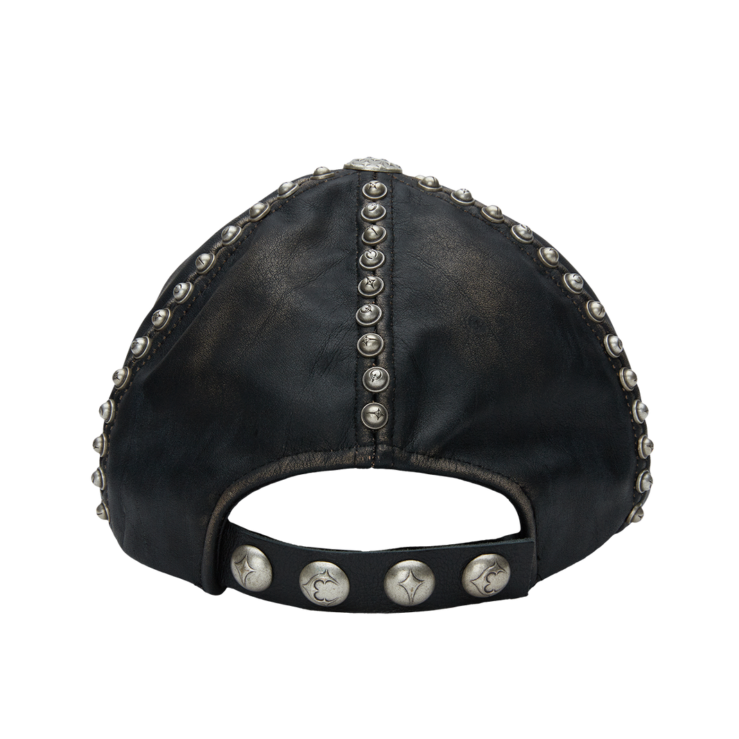 Studded Washed Leather Cap