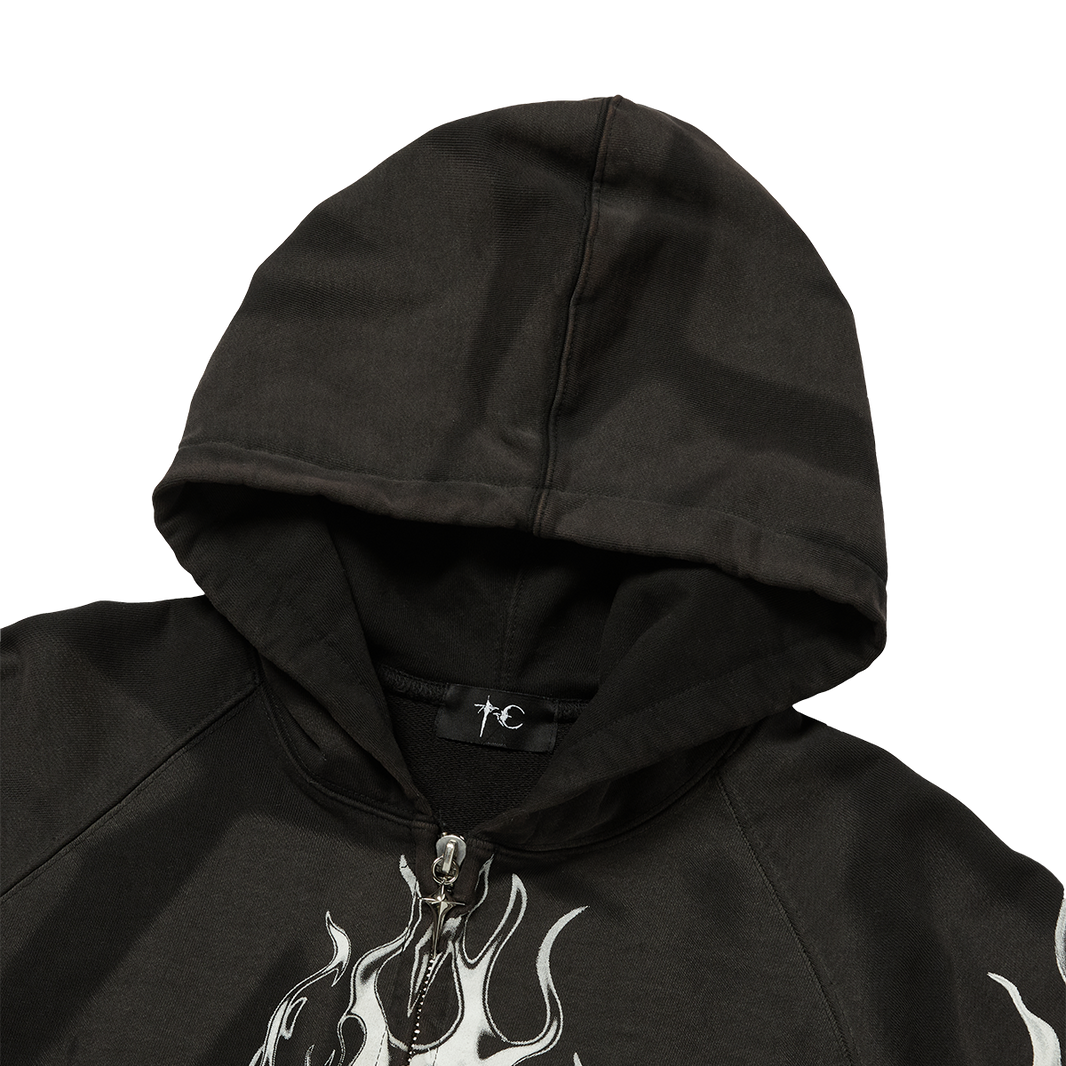 SIX RIDING SKULL ZIP-UP HOODIE