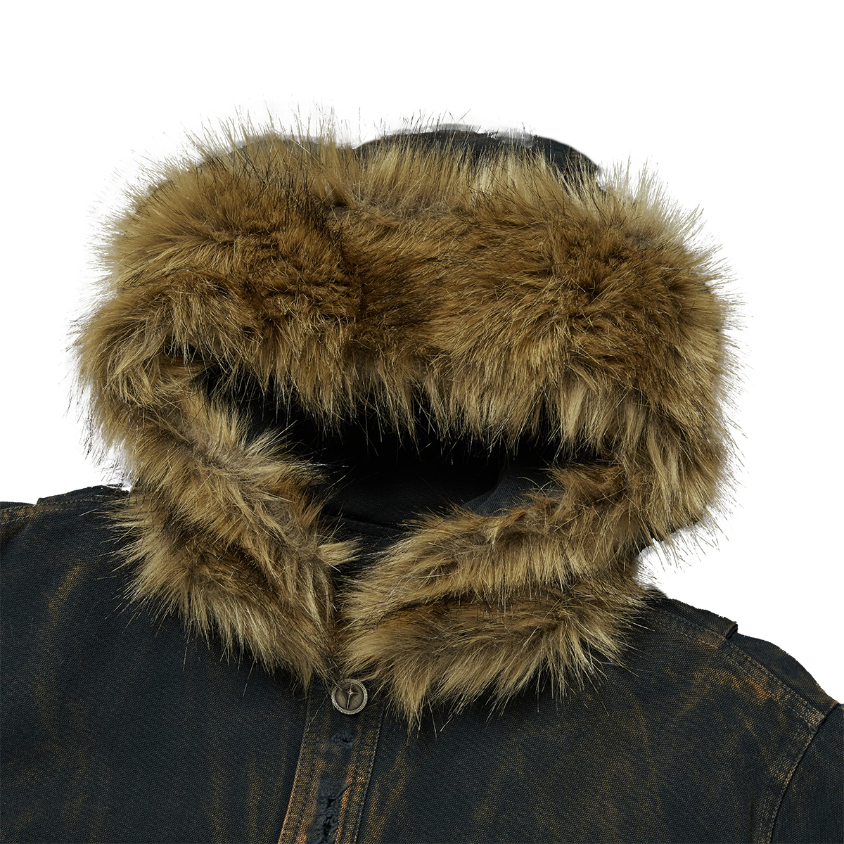 TC TWO TONE WASHED FUR HOODED JACKET