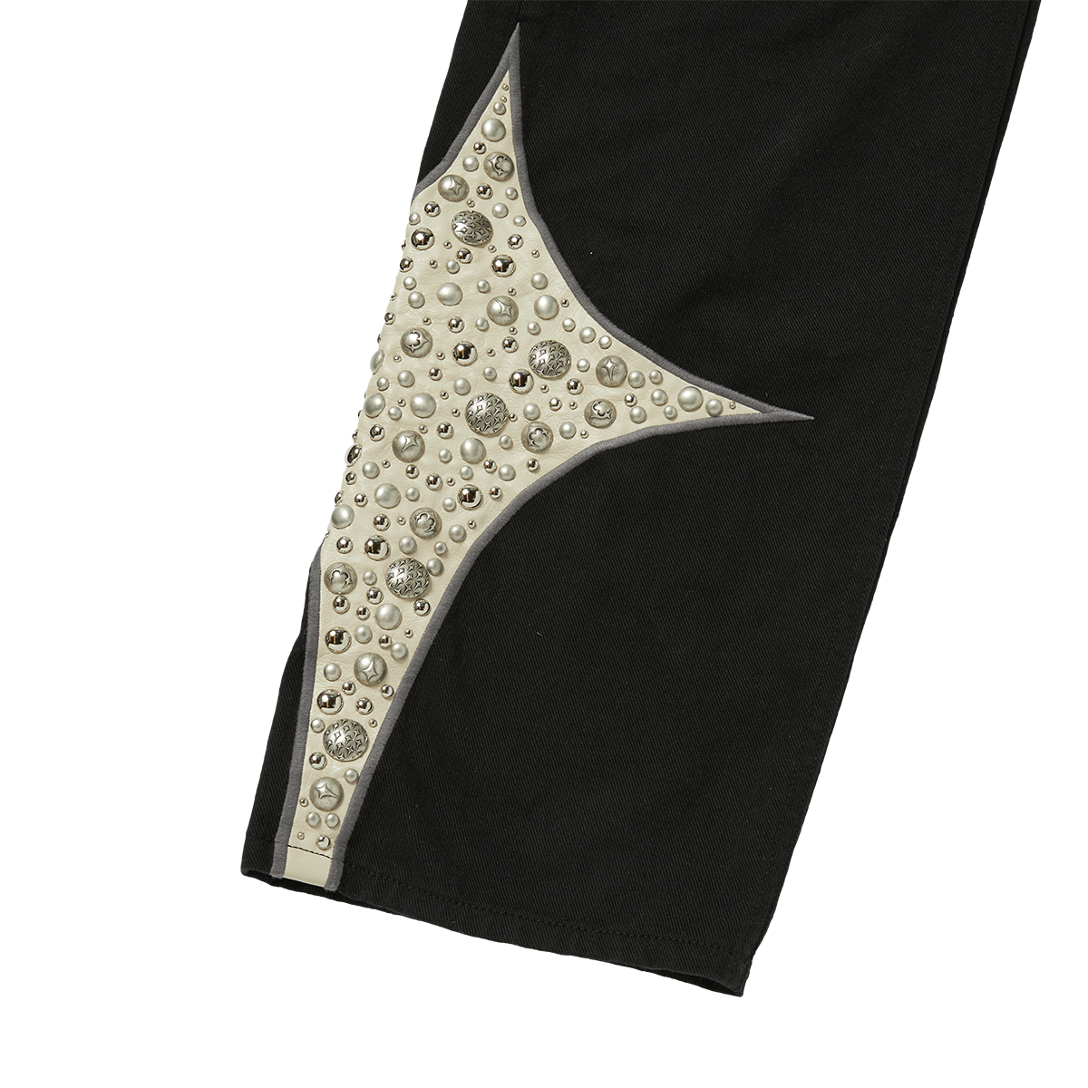 IRON STEEL FOCUS LEATHER DENIM PANTS
