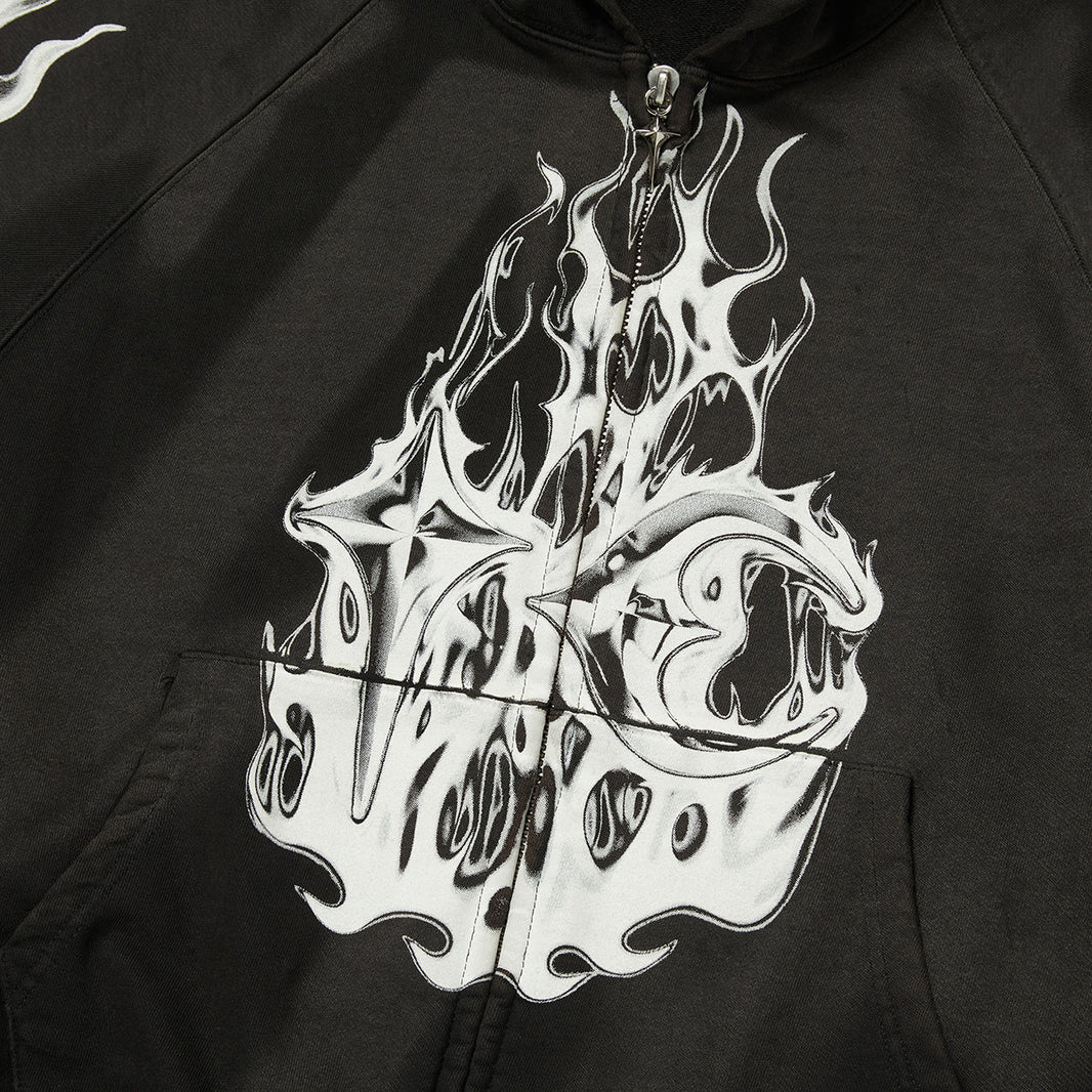 SIX RIDING SKULL ZIP-UP HOODIE
