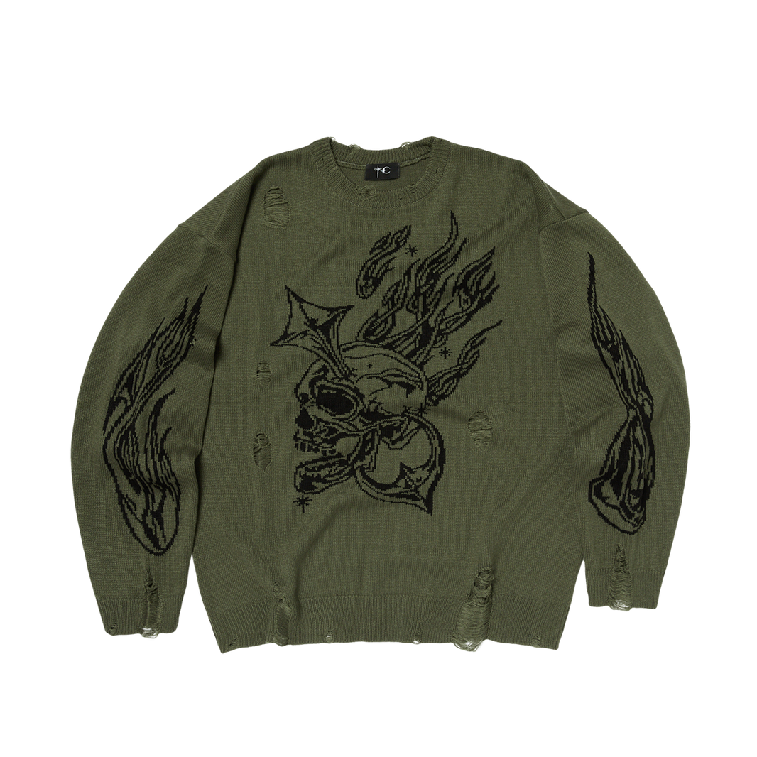 TC CHROME SKULL KNIT SWEATER