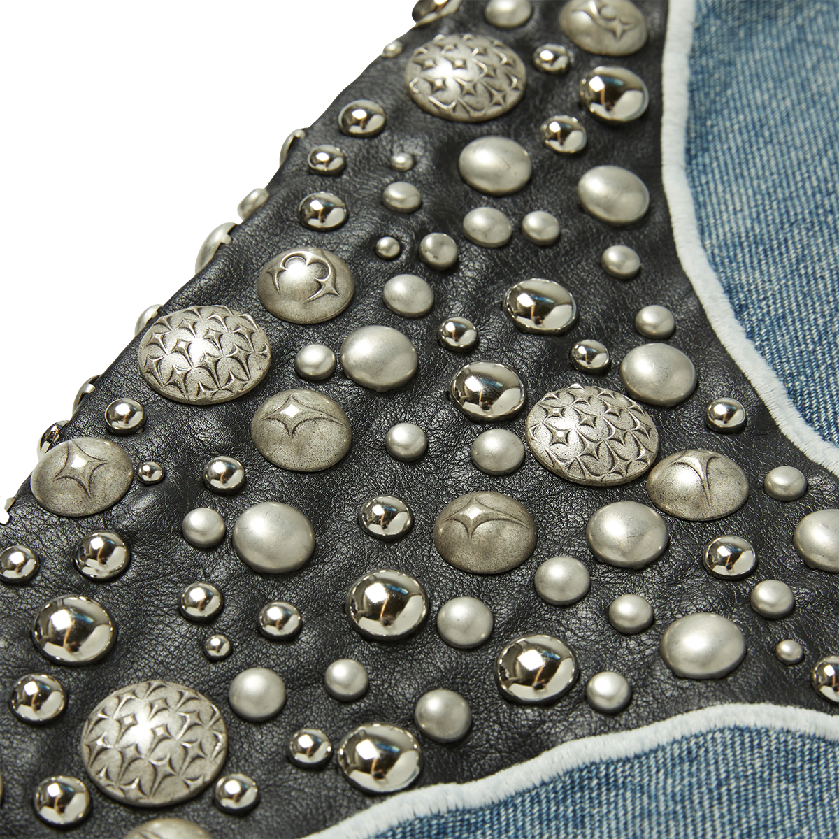 IRON STEEL FOCUS LEATHER DENIM PANTS
