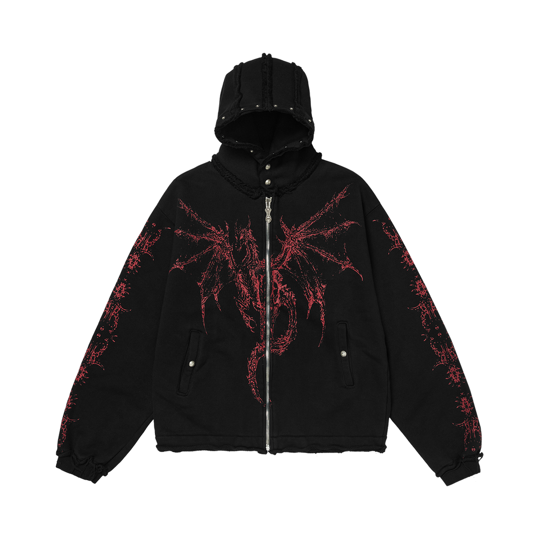 Dragon Stud Zip-up hoodie