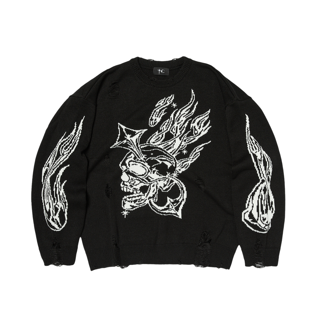 TC CHROME SKULL KNIT SWEATER