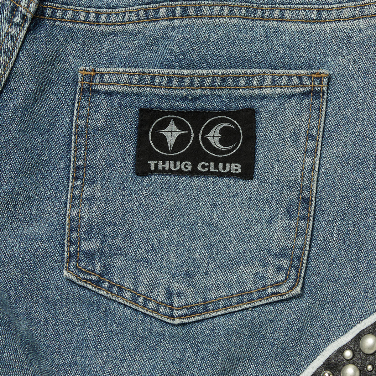 IRON STEEL FOCUS LEATHER DENIM PANTS