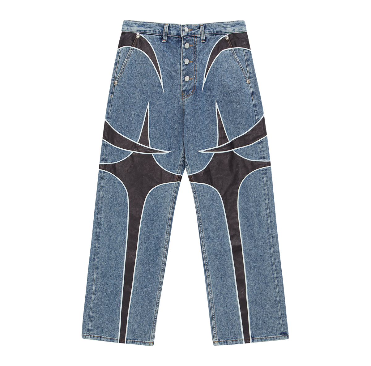 TC Leather Black Denim Pants 2