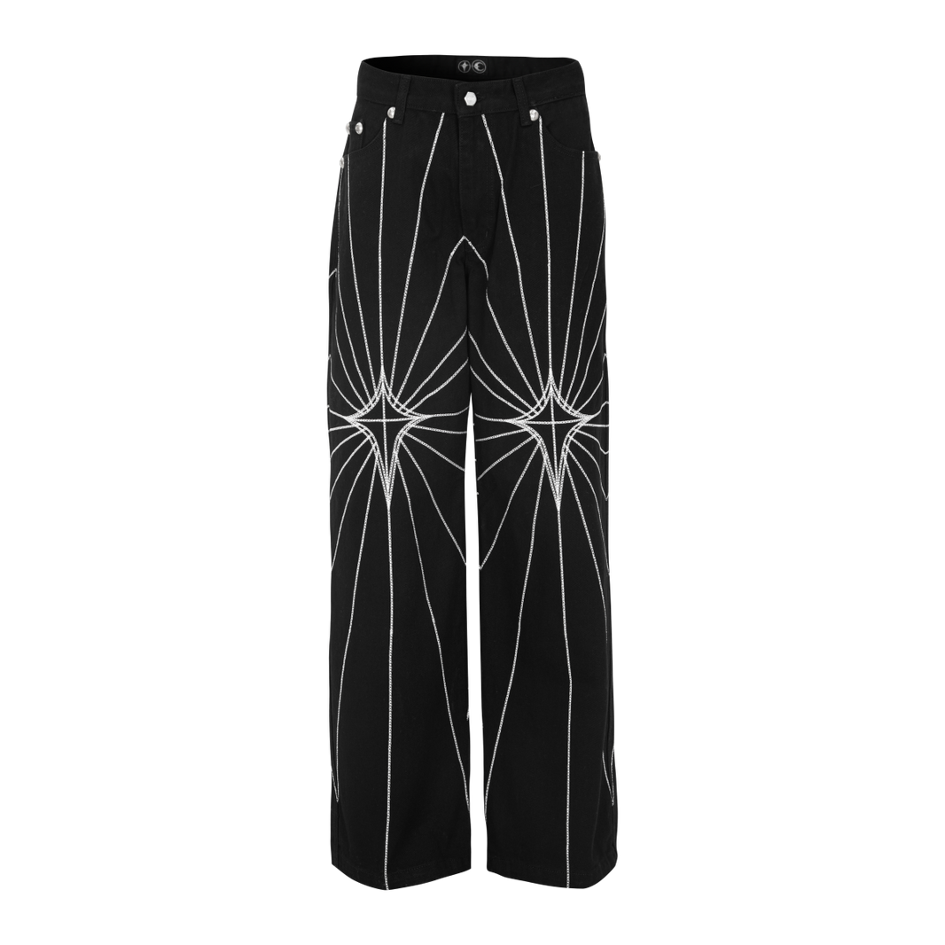 Chain Stitch Denim Pants