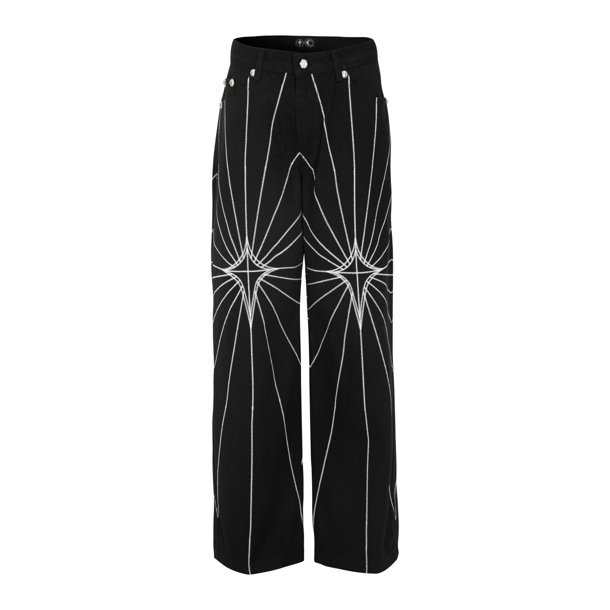 Chain Stitch Denim Pants
