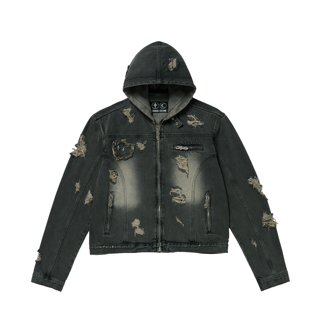 Denim Zip-up Hoodie