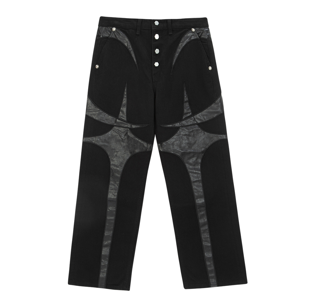 TC Leather Black Denim Pants 2