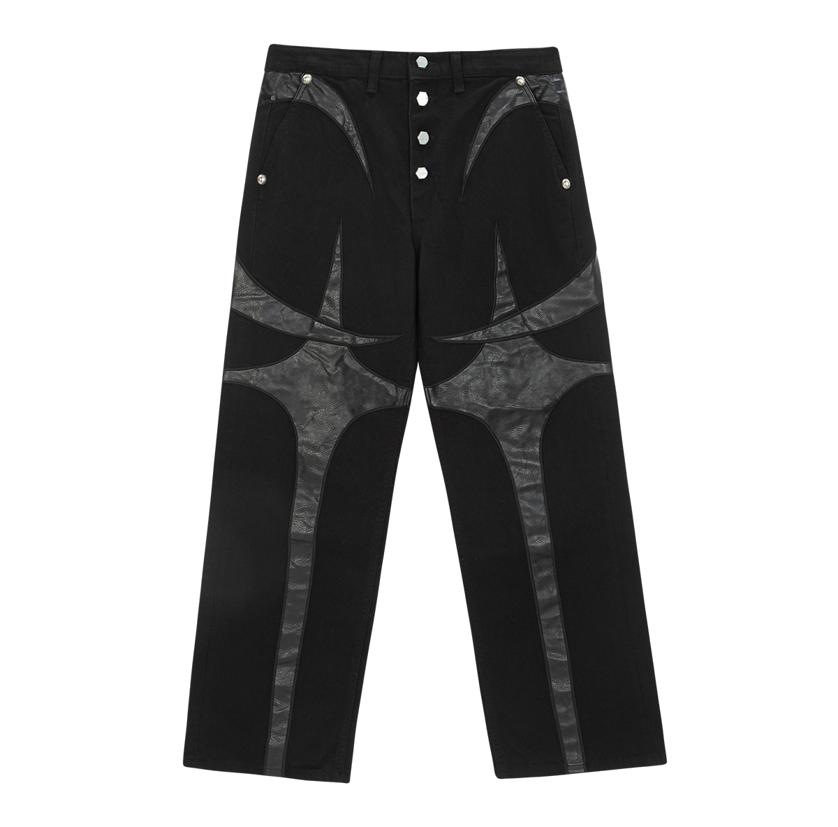 TC Leather Black Denim Pants 2