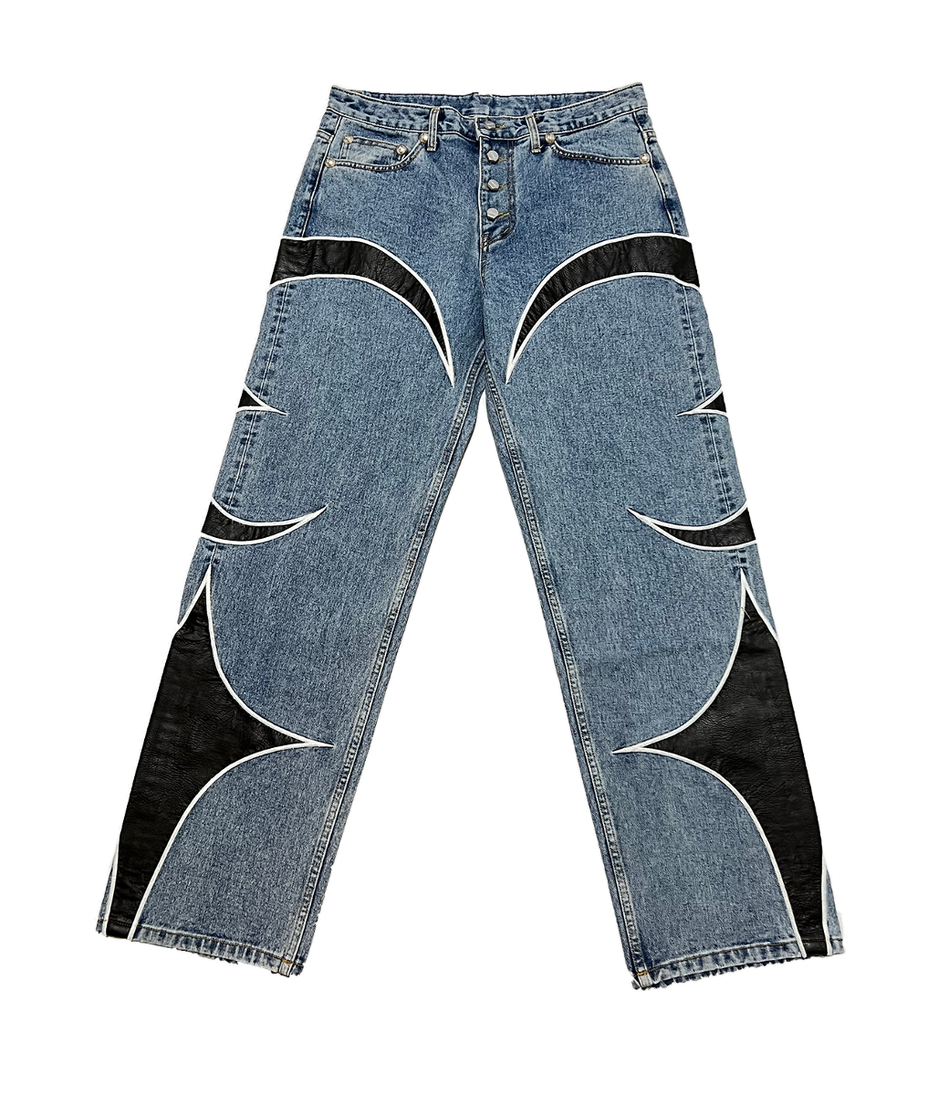 TC Leather Washing Denim Pants